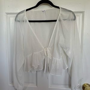 sheer white blouse cover